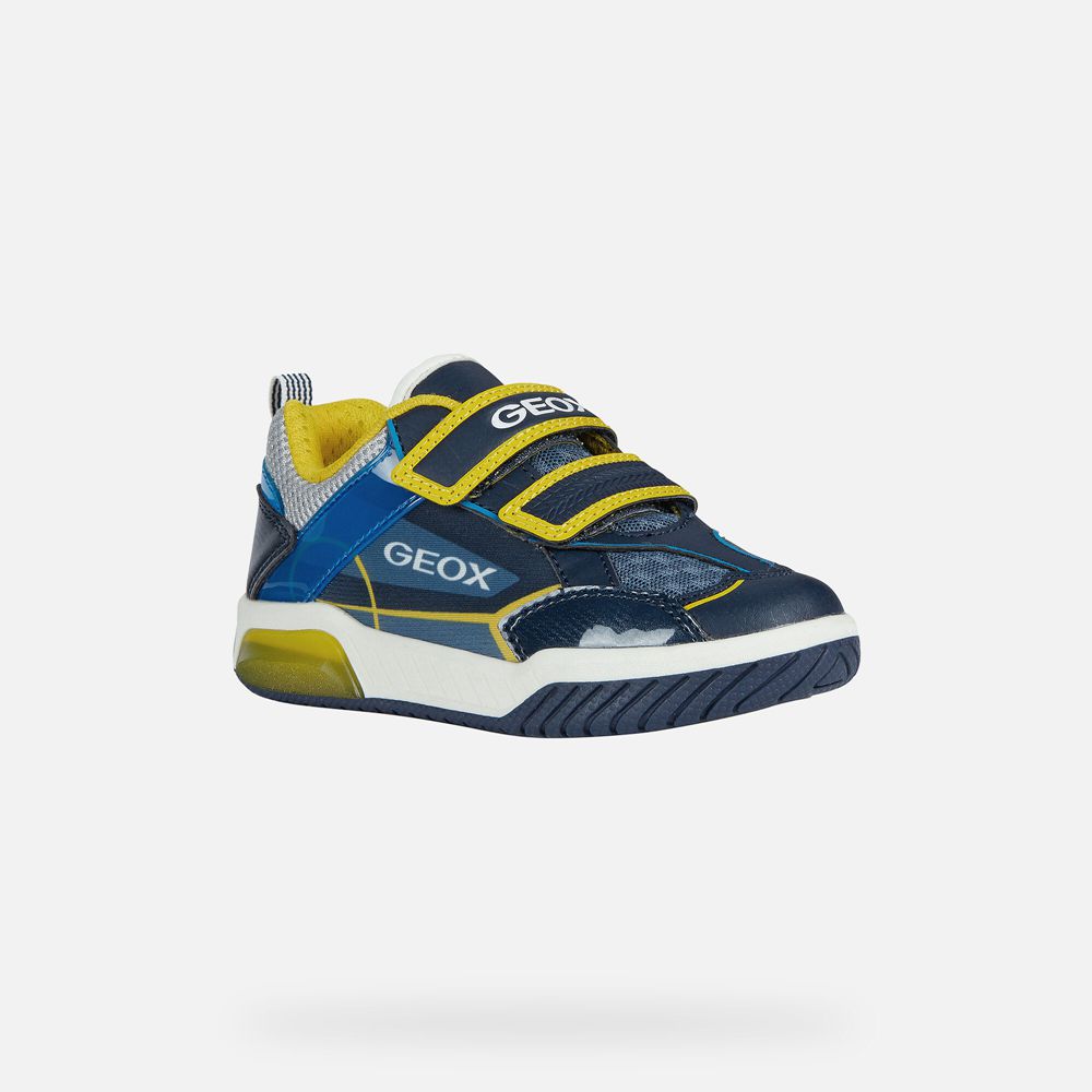 Tenis Geox Menino Azul Marinho/Amarelas - Inek - BUPAY8342